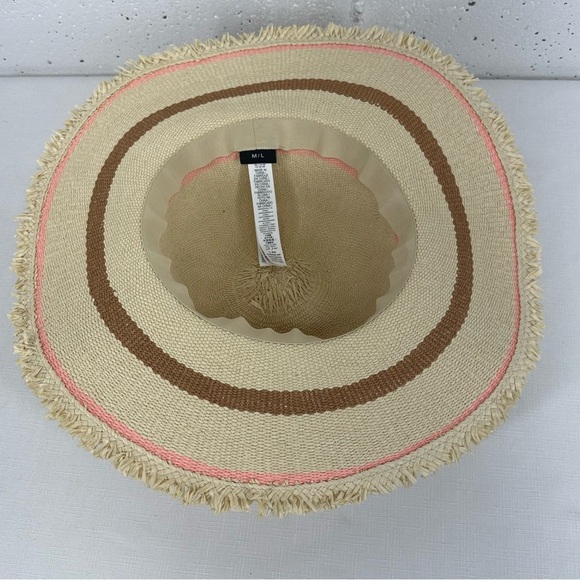 Roxy size M/ L Straw Pink Stripe Floppy Fringe Sun Hat - Picture 11 of 11